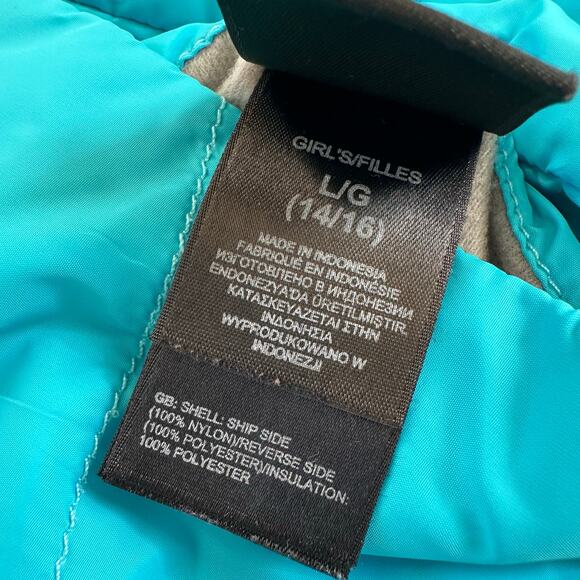 The North Face Hooded Fully Lined Blue Puffer Waterproof Jacket Girls L 14-16 - Picture 10 of 10
